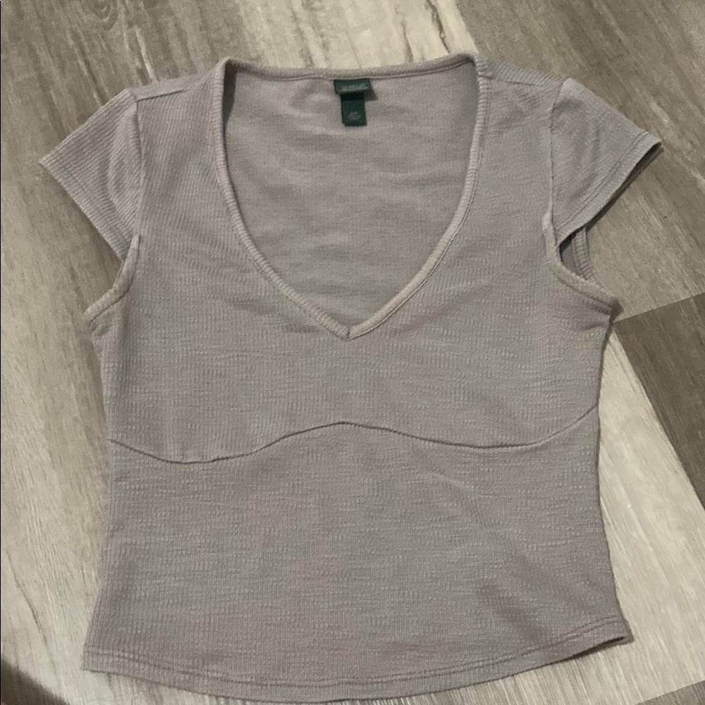 Wild Fable Gray Fitted Cap Sleeve T-Shirt